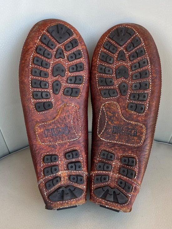 Duluth Trading Company Bison Leather Loafers Driving Moccasins Shoes 10W Brown